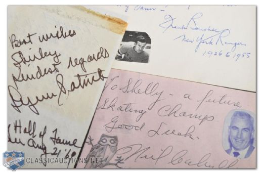 Autographs of Hall-of-Famers Lynn Patrick, Colville & Boucher