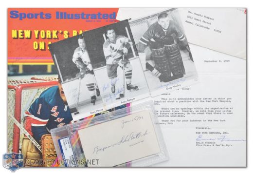 New York Rangers Autograph Collection, Featuring Doug Harvey and Bryan Hextall