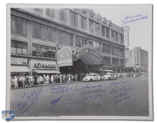 Madison Square Garden Photograph Autographed by 17 Rangers