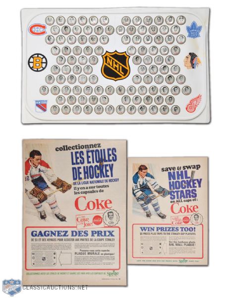 1964-65 Coca-Cola Cap Collection in Strong Condition with Original Rink, Box and Ads