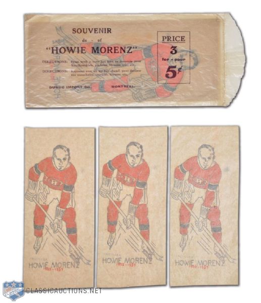 1930s Howie Morenz Montreal Canadiens Iron-On Transfers (3) in Original Packaging