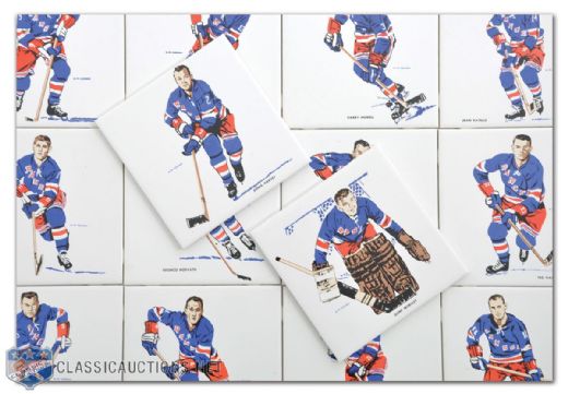 1962-63 H.M. Cowan/Screenarts New York Rangers Tile Collection of 14