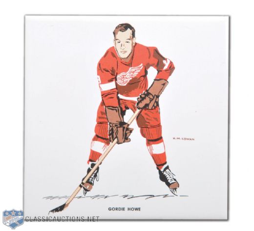 Rare 1962-63 H.M. Cowan/Screenarts Gordie Howe Detroit Red Wings Tile