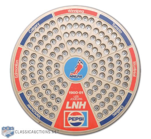 1980-81 Pepsi Hockey Caps Complete Set of 140 On Original Display Board
