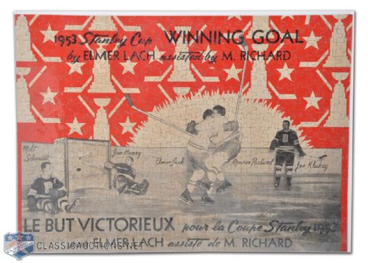 1953 Lach & Richard Stanley Cup Winning Goal Jigsaw Puzzle In Original Box
