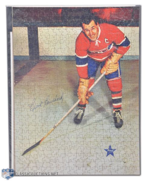 1950s Montreal Canadiens Butch Bouchard Jigsaw Puzzle (19" x 14"), with Original Box