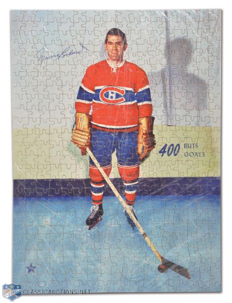 1950s Montreal Canadiens Maurice Richard "400 Goals" Jigsaw Puzzle (19" x 14"), with Original Box