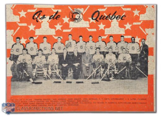 Circa 1953 Quebec Aces Hockey Club Jigsaw Puzzle with Box