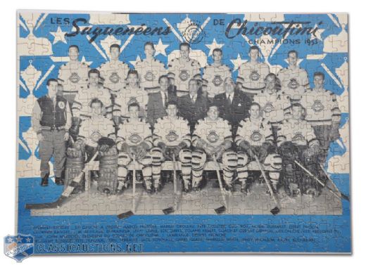 Circa 1953 Chicoutimi Hockey Club Jigsaw Puzzle with Box