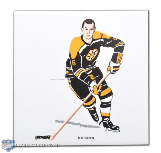 1962-63 H.M. Cowan/Screenarts Ted Green Boston Bruins Tile