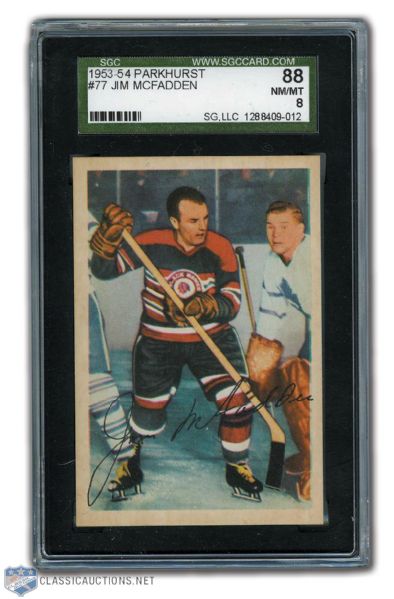 1953-54 Parkhurst #77 Jim McFadden SGC Graded NM/MT 8