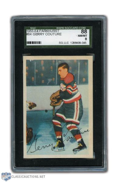1953-54 Parkhurst #84 Gerry Couture SGC Graded NM/MT 8
