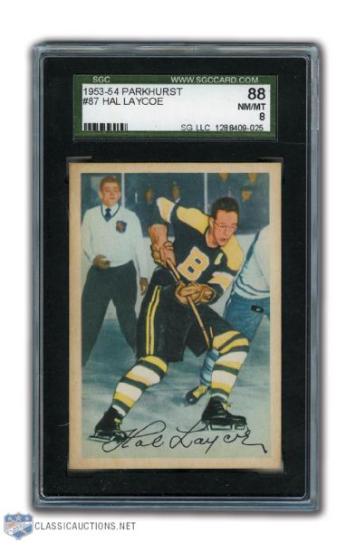 1953-54 Parkhurst #87 Hal Laycoe SGC Graded NM/MT 8