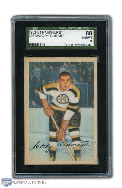 1953-54 Parkhurst #96 HOFer Woody Dumart SGC Graded NM/MT 8 - None Higher!