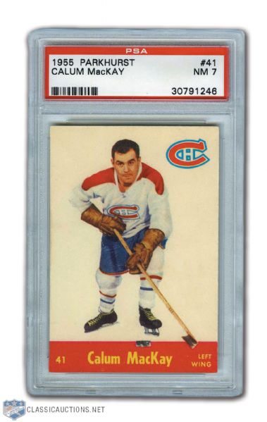 1955-56 Parkhurst #41 Calum MacKay PSA Graded NM 7