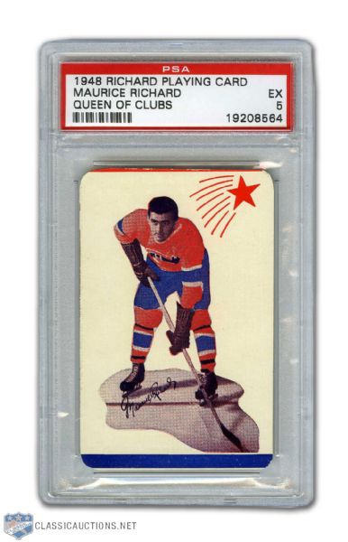 1948 Maurice Richard Playing Card Graded PSA 5 & Signed Booklet Page