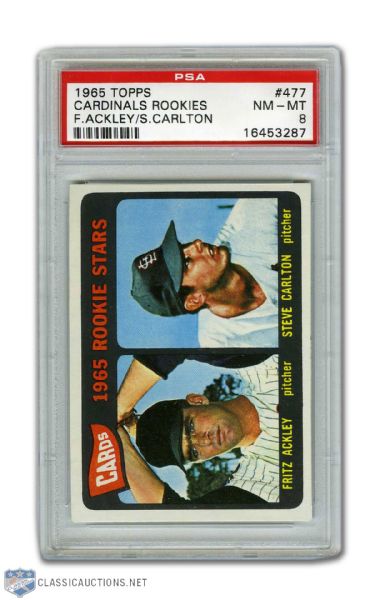 1965 Topps #477 Steve Carlton RC - Graded PSA 8