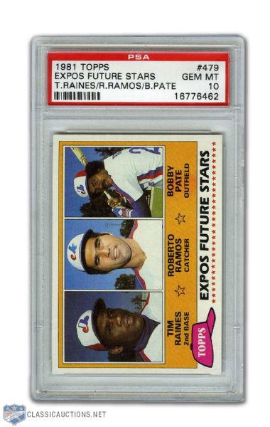 1981 Topps #479 Tim Raines RC - Graded PSA 10 -Highest Graded!