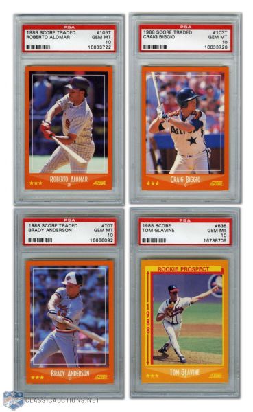 1988-90 Baseball Stars RCs PSA 10 Graded Cards (11) with Alomar, Glavine & Johnson
