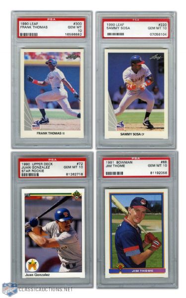 1990 & 1991 Baseball Stars RCs PSA 10 Graded Cards (10) with Thomas and Sosa