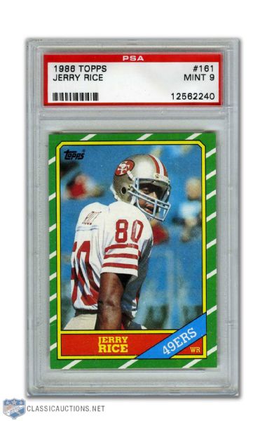 1986 Topps #161 Jerry Rice RC - Graded PSA 9