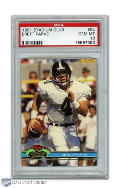 1991 Topps Stadium Club #94 Brett Favre RC - Graded PSA 10