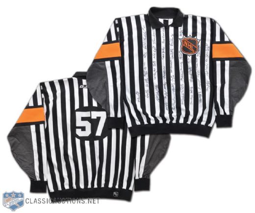 Jay Sharrers 2001-02 NHL Referee Jersey Signed by 45 Referees / Linesmen