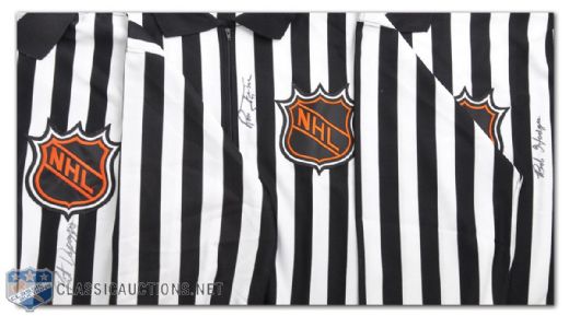 Finns, Hodges and Dapuzzos Early-1990s Signed NHL Linesmens Game-Worn Jerseys