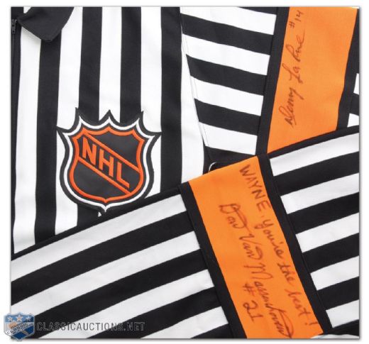 Dennis Larues and Don Van Massenhovens 1990s Signed Game-Worn NHL Referee Jerseys