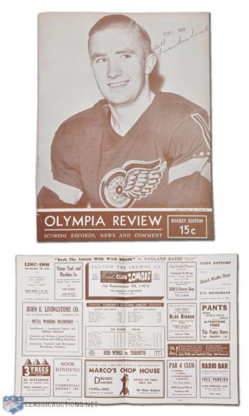 1944 Syd Howe Scores Record 6 Goals Program