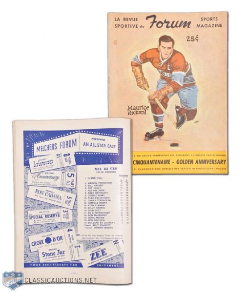 1958 NHL All-Star Game Program