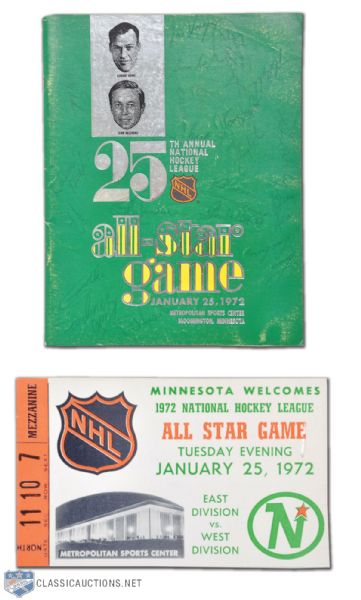 Autographed 1972 NHL All-Star Game Program & Ticket