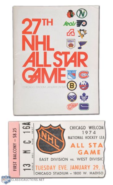 1974 NHL All-Star Game Program and Ticket