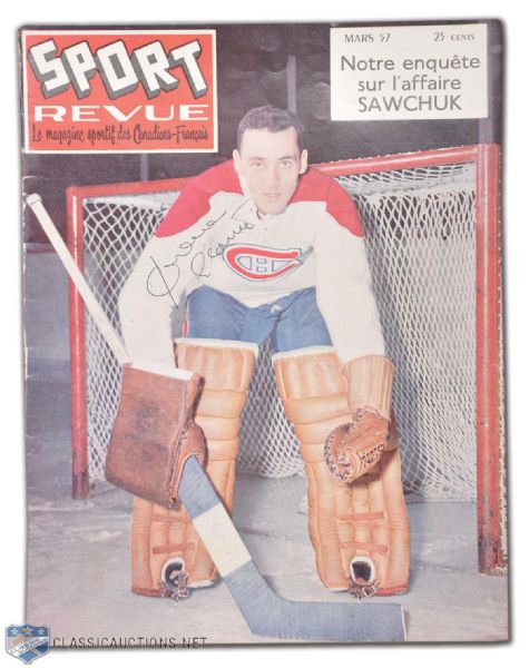 1957 Sport Revue Autographed by Jacques Plante