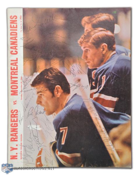1969 New York Rangers Team Autographed Program, Including Terry Sawchuk