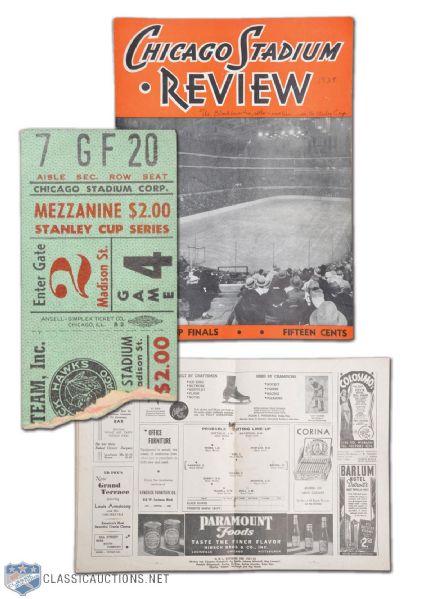 1938 Stanley Cup Final Program and Ticket Cup-Winning Game