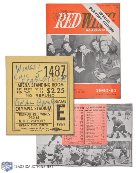 1961 Stanley Cup Final Program and Ticket Cup-Winning Game