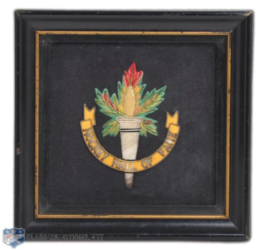 Cy Dennenys Framed Hockey Hall of Fame Induction Crest
