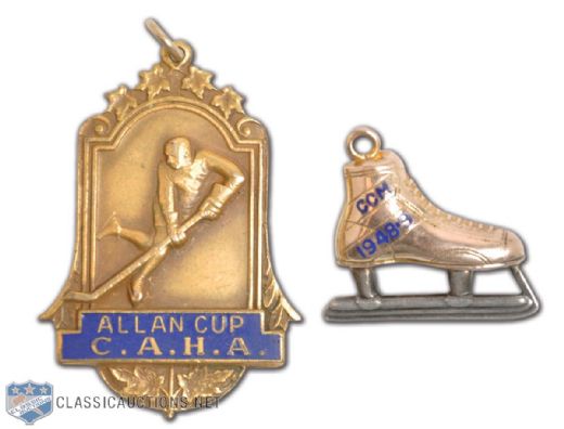 William "Legs" Frasers 1948-49 Ottawa Senators Allan Cup Champions Medal & CCM Charm