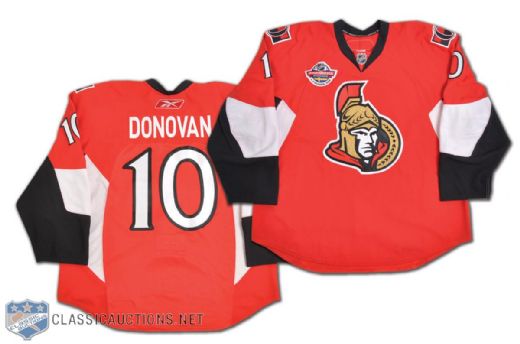 Shean Donovans 2008-09 Ottawa Senators Game-Worn Jersey with NHL Premiere Stockholm Patch