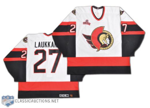 Janne Laukkanens 1995-96 Ottawa Senators Game-Worn Jersey with Smitty Patch