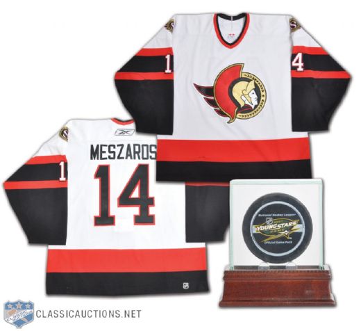 Andrej Meszaros 2005-06 Ottawa Senators First Goal Game-Worn Jersey and Goal Puck