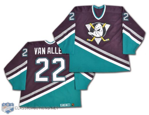 Shaun Van Allens 1993-94 Anaheim Mighty Ducks Inaugural Season Game-Worn Jersey