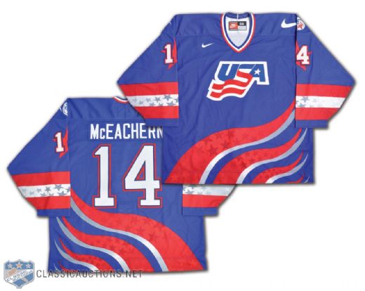Shawn McEacherns Team USA 1996 World Cup of Hockey Game-Worn Jersey