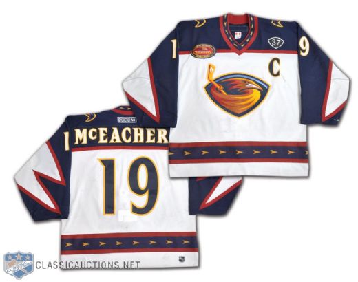 Shawn McEacherns 2003-04 Atlanta Thrashers Game-Worn Captain Two-Patch Jersey