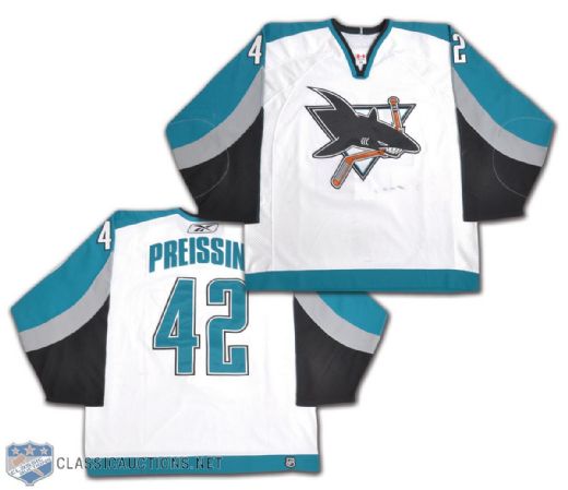 Tom Preissings 2005-06 San Jose Sharks Game-Worn Jersey