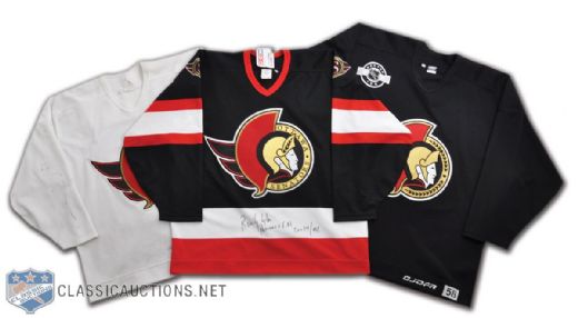 Ottawa Senators Prototype and Practice Jersey Collection of 3