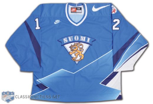 Janne Laukkanens Team Finland 1996 World Cup of Hockey Game-Issued Jersey