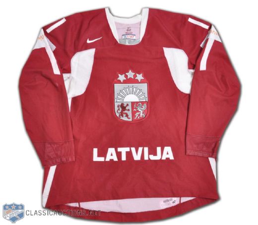 Kaspars Daugavins 2008 World Championships Team Latvia Game-Worn Jersey