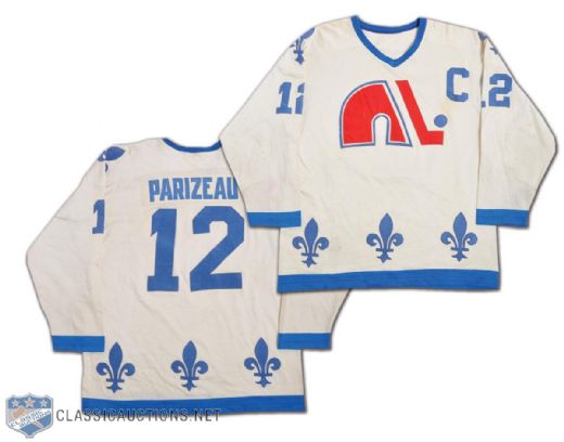 Michel Parizeaus 1975-76 WHA Quebec Nordiques Game-Worn Captain Jersey